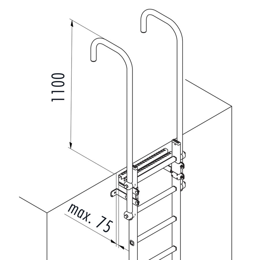 Hailo Professional Steigleiter ohne Rückenschutz Typ STO-15 Stahl verzinkt Steighöhe=4200mm