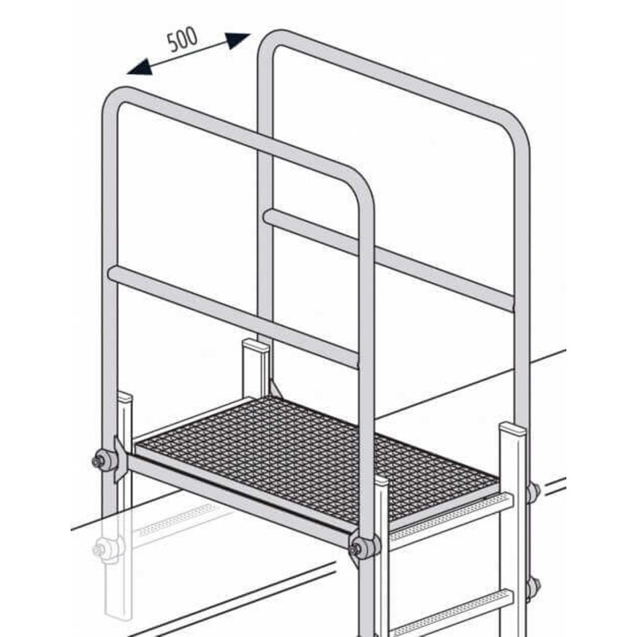 Hailo Professional Attika-Überstieg aus Edelstahl für Holm 40x20 mm  T=1000 mm