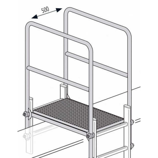 Hailo Professional Attika-Überstieg aus Edelstahl für Holm 72x25mm  T=750 mm
