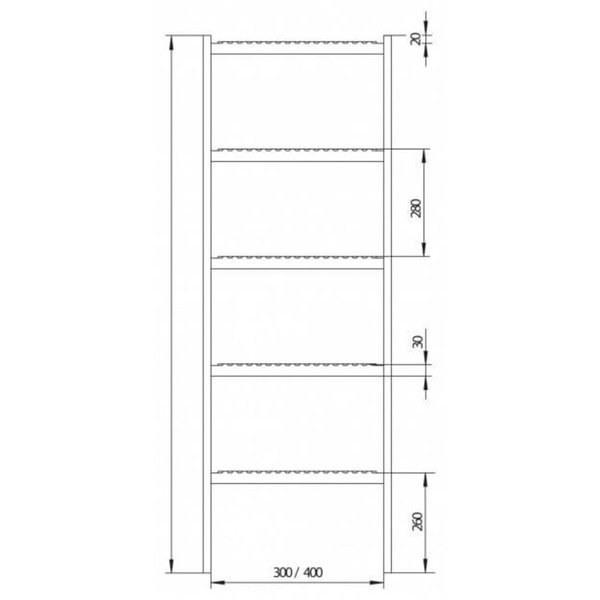 Hailo Professional Schachtleiter LW400 mm aus Edelstahl 1.4301 1,68 m | 6 Sprossen