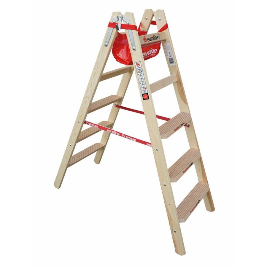 Euroline Leitern-Bühne Set ( 2x Holz-Comfort-Stufenstehleiter und 1x Vario-Alu-Bohle) AKTION TRBS 2121-2