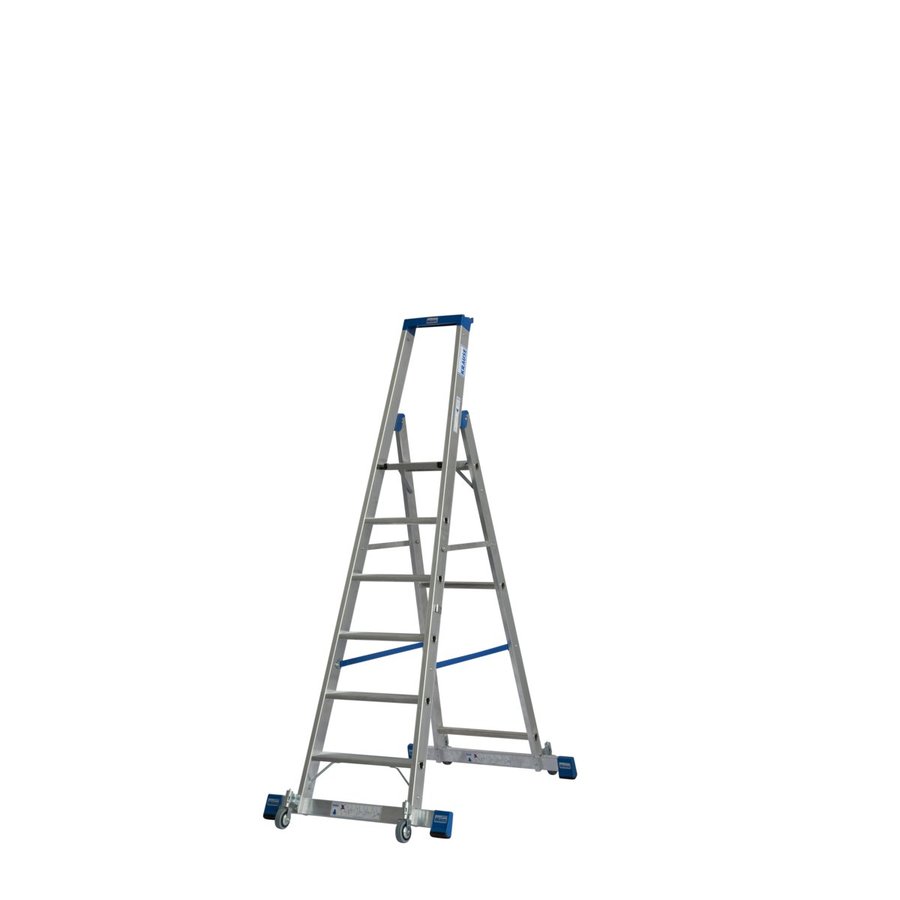 Krause STABILO Stufen-StehLeiter, fahrbar mit Traverse 1x6 Stufen