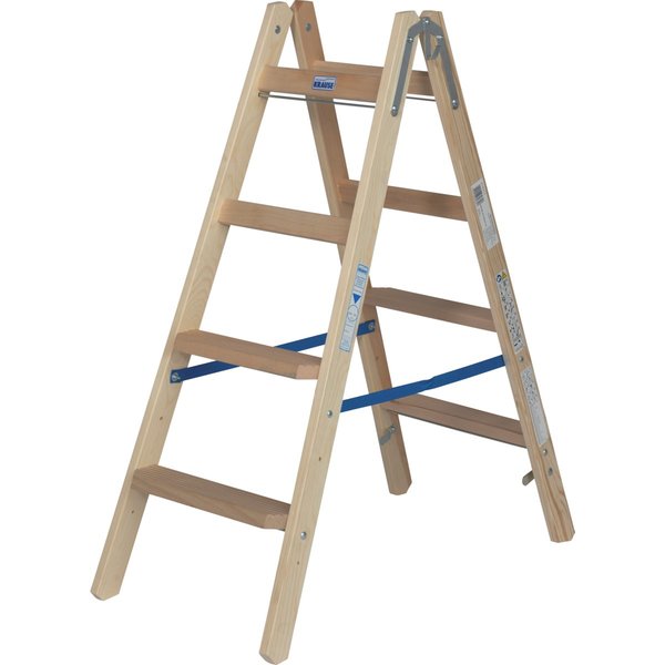 Krause STABILO Holz Stufen/Sprossen DoppelLeiter 2x4