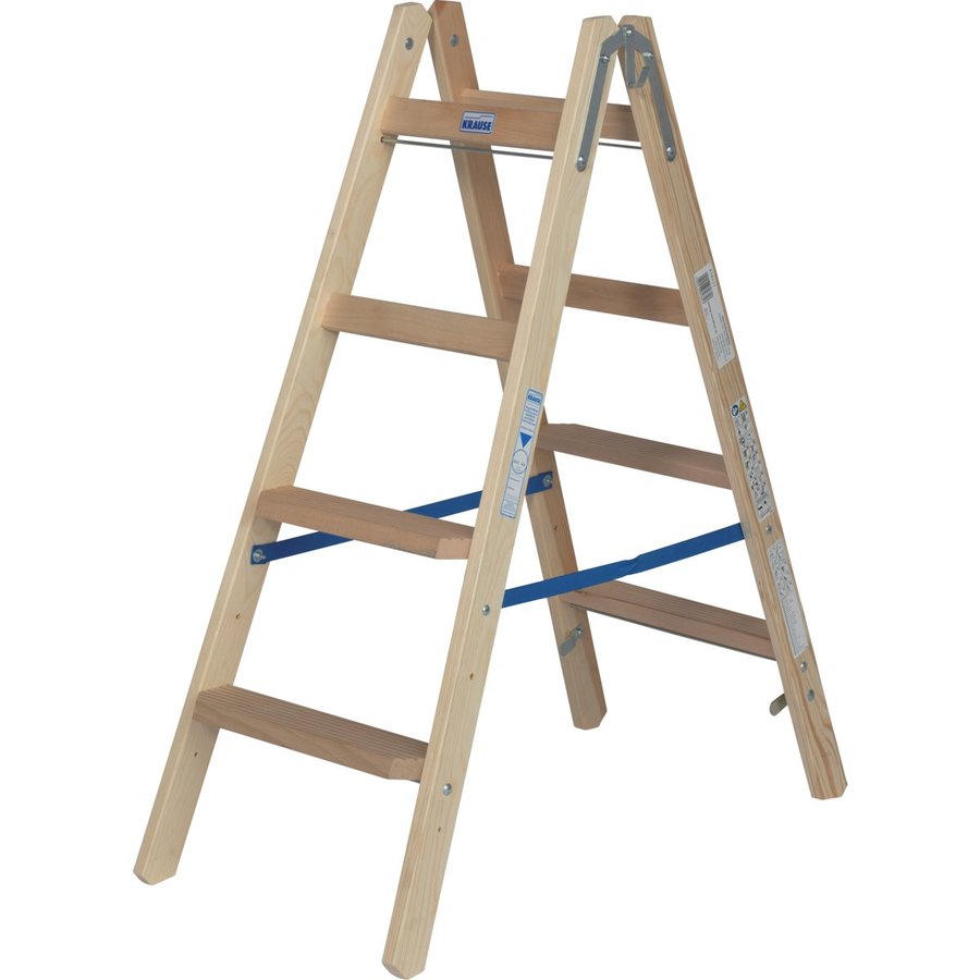 Krause STABILO Holz Stufen/Sprossen DoppelLeiter 2x4