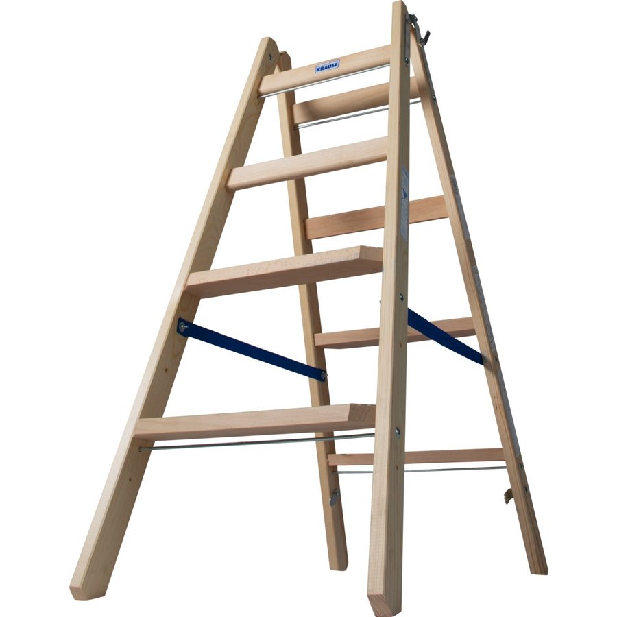 Krause STABILO Holz Stufen/Sprossen DoppelLeiter 2x4
