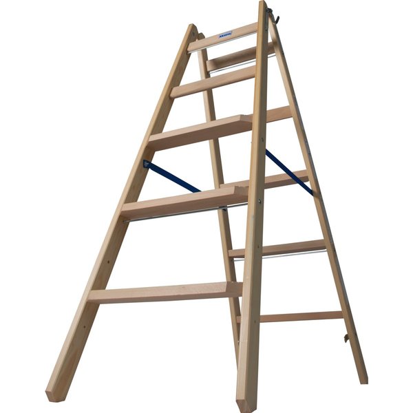 Krause STABILO Holz Stufen/Sprossen DoppelLeiter 2x5