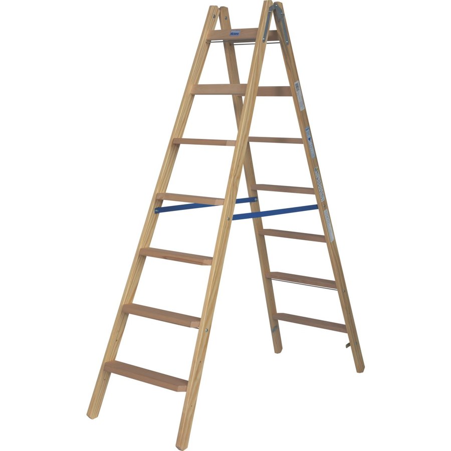 Krause STABILO Holz Stufen/Sprossen DoppelLeiter 2x7