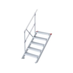 Euroline Treppe 45 Grad, 1000 mm Stufenbreite, 1 Handlauf, Stufenausführung Alu – gerieft