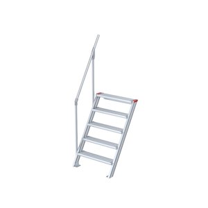 Euroline Treppe 60 Grad, 1000 mm Stufenbreite, 1 Handlauf, Stufenausführung Alu – gerieft