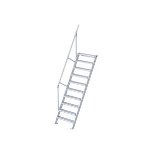 Euroline Treppe 60 Grad, 1000 mm Stufenbreite, 1 Handlauf, Stufenausführung Alu – gerieft