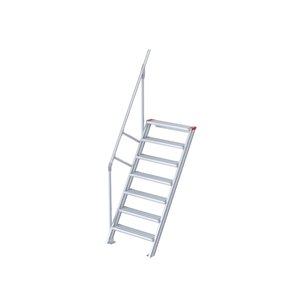 Euroline Treppe 60 Grad, 800 mm Stufenbreite, 1 Handlauf, Stufenausführung Alu – gerieft