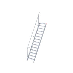 Euroline Treppe 60 Grad, 800 mm Stufenbreite, 1 Handlauf, Stufenausführung Alu – gerieft