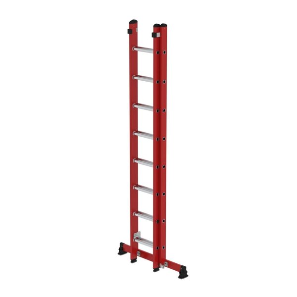 Günzburger Steigtechnik Sprossen-Schiebeleiter 2-teilig GFK/Alu mit nivello®-Traverse 2x8 Sprossen