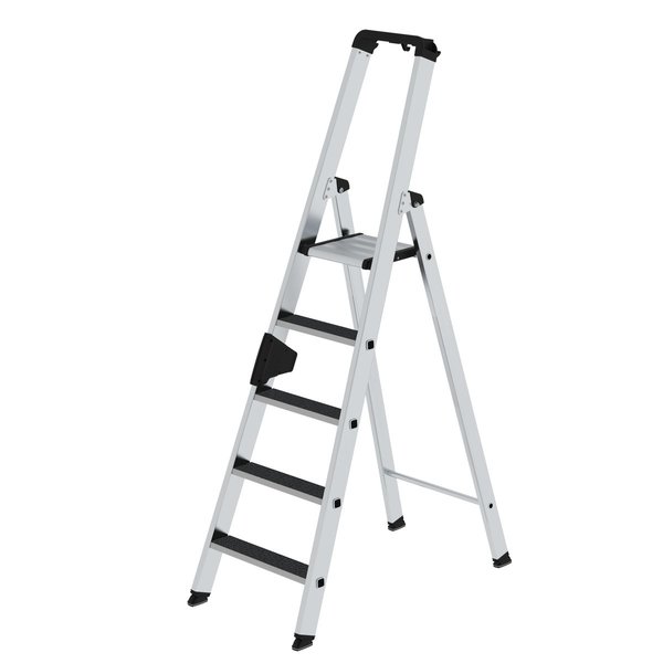 Günzburger Steigtechnik Stufen-Stehleiter einseitig begehbar mit clip-step R13 5 Stufen