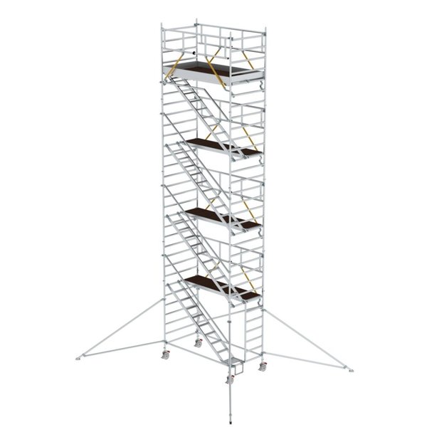 Günzburger Steigtechnik Rollgerüst SG 1,35 x 2,45 m mit Schrägaufstiegen & Ausleger Plattformhöhe 8,39 m