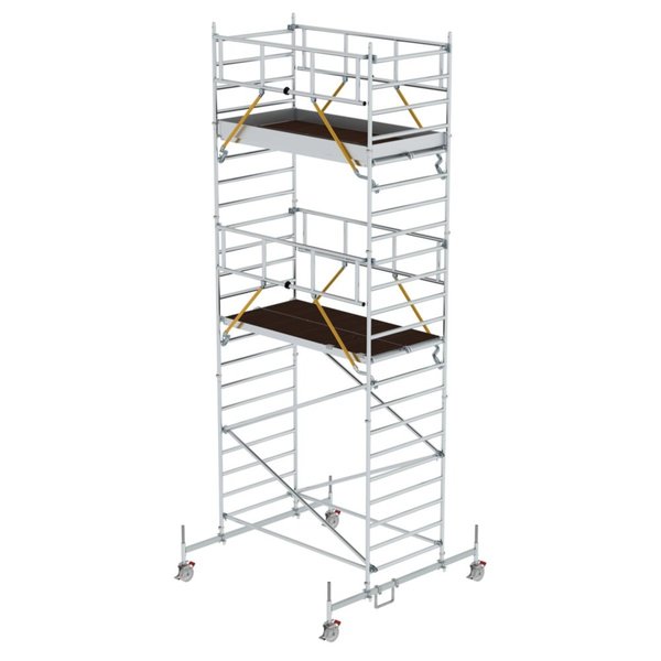 Günzburger Steigtechnik Rollgerüst SG 1,35 x 2,45 m mit Fahrbalken & Doppel-Plattform Plattformhöhe 5,78 m