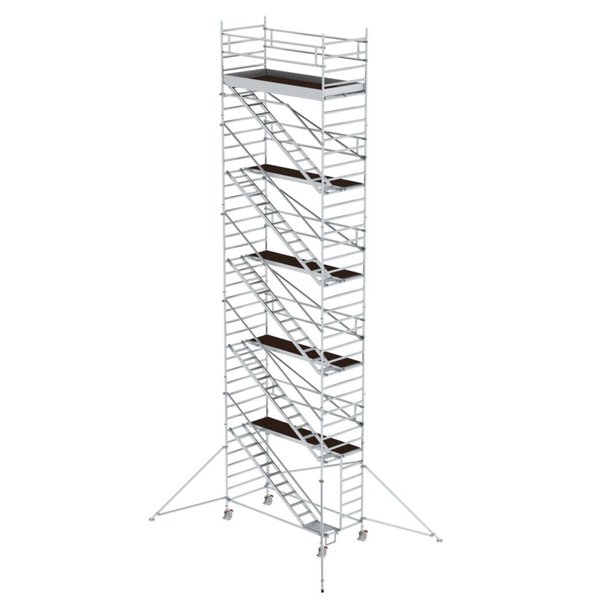 Günzburger Steigtechnik Rollgerüst 1,35 x 3,0 m mit Schrägaufstiegen & Ausleger Plattformhöhe 10,35 m