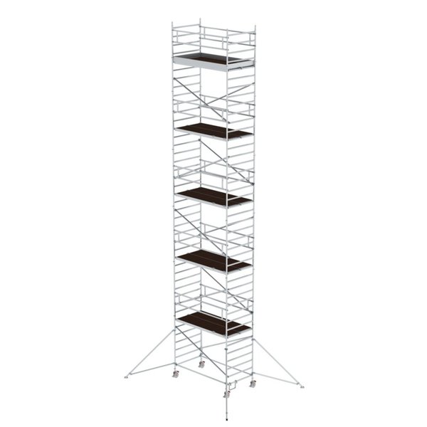 Günzburger Steigtechnik Rollgerüst 1,35 x 2,45 m mit Ausleger & Doppel-Plattform Plattformhöhe 11,47 m