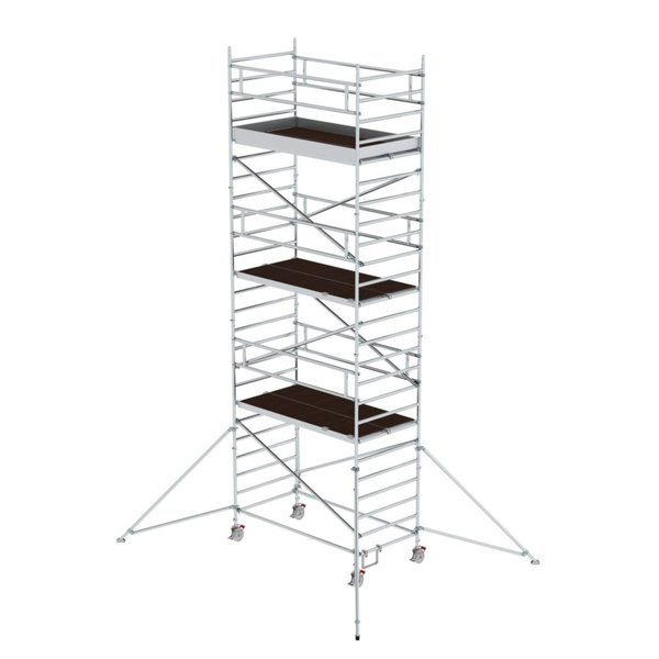 Günzburger Steigtechnik Rollgerüst 1,35 x 2,45 m mit Ausleger & Doppel-Plattform Plattformhöhe 6,43 m