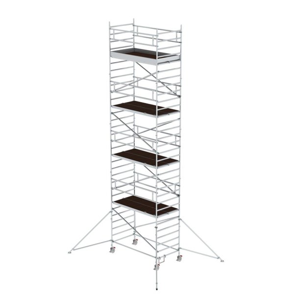 Günzburger Steigtechnik Rollgerüst 1,35 x 2,45 m mit Ausleger & Doppel-Plattform Plattformhöhe 8,39 m