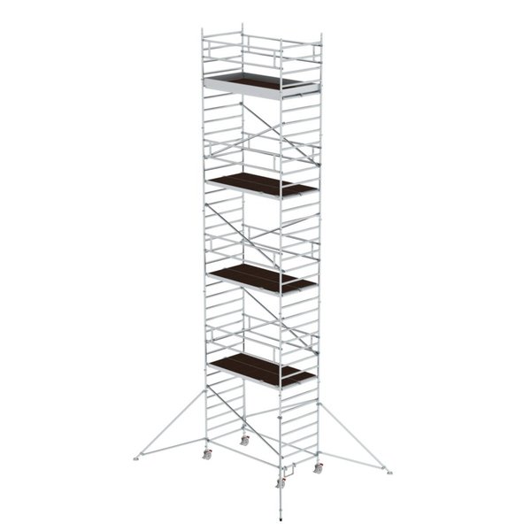 Günzburger Steigtechnik Rollgerüst 1,35 x 2,45 m mit Ausleger & Doppel-Plattform Plattformhöhe 9,51 m