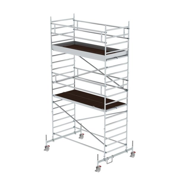 Günzburger Steigtechnik Rollgerüst 1,35 x 3,0 m mit Fahrbalken und Doppel-Plattform Plattformhöhe 4,66 m
