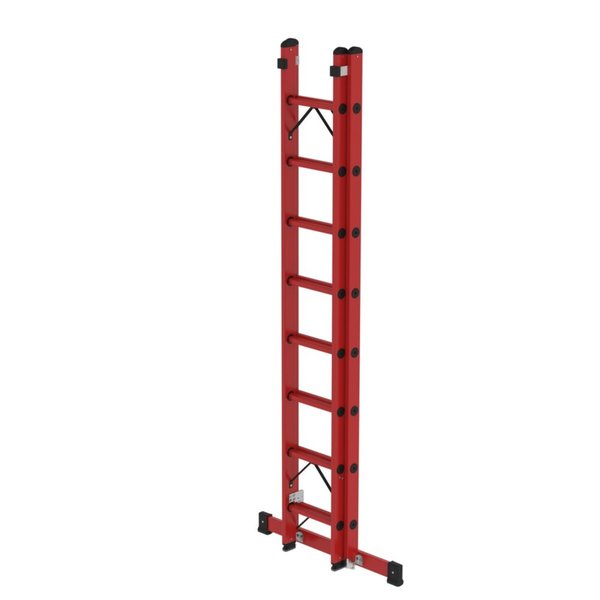 Günzburger Steigtechnik Sprossen-Schiebeleiter 2-teilig GFK mit Traverse 2x8 Sprossen