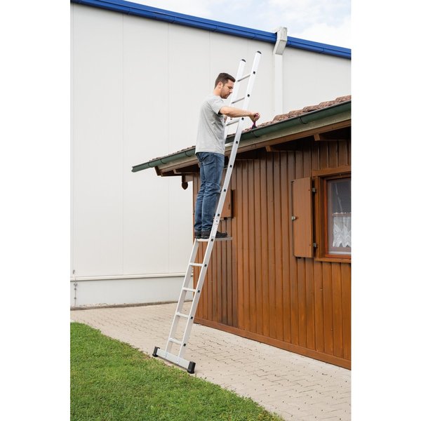 Günzburger Steigtechnik Sprossen-Anlegeleiter 350 mm breit mit Standard-Traverse 14 Sprossen