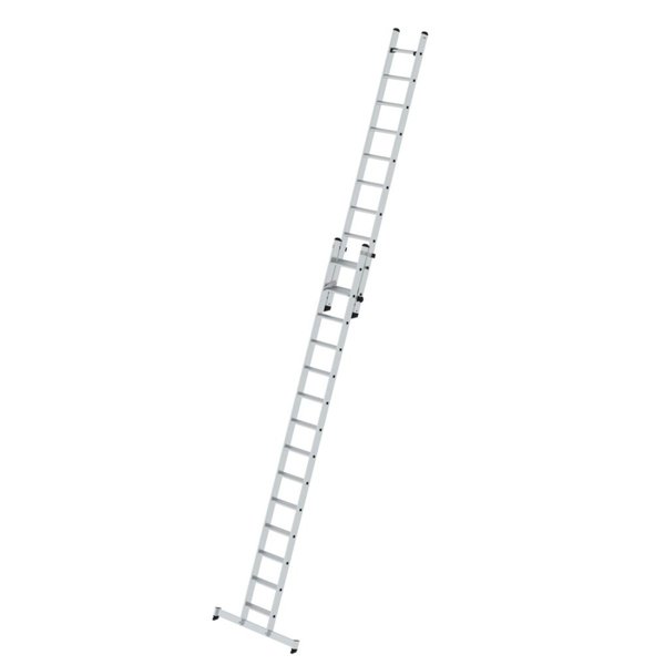 Günzburger Steigtechnik Stufen-Schiebeleiter 2-teilig mit nivello®-Traverse 1x14 + 1x10 Stufen