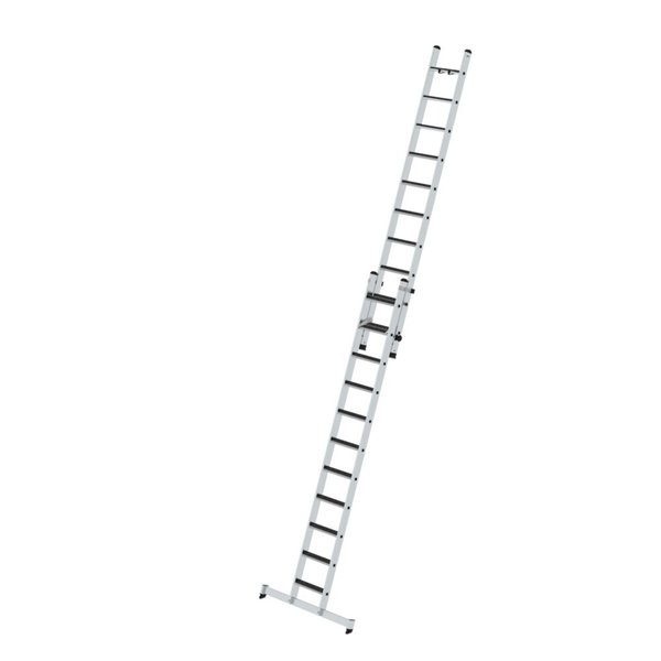 Günzburger Steigtechnik Stufen-Schiebeleiter 2-teilig mit nivello-Traverse und clip-step R13 1x11 + 1x10
