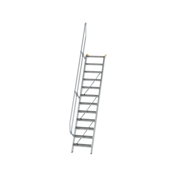 Günzburger Steigtechnik Treppe 60° Stufenbreite 600 mm 12 Stufen Aluminium geriffelt