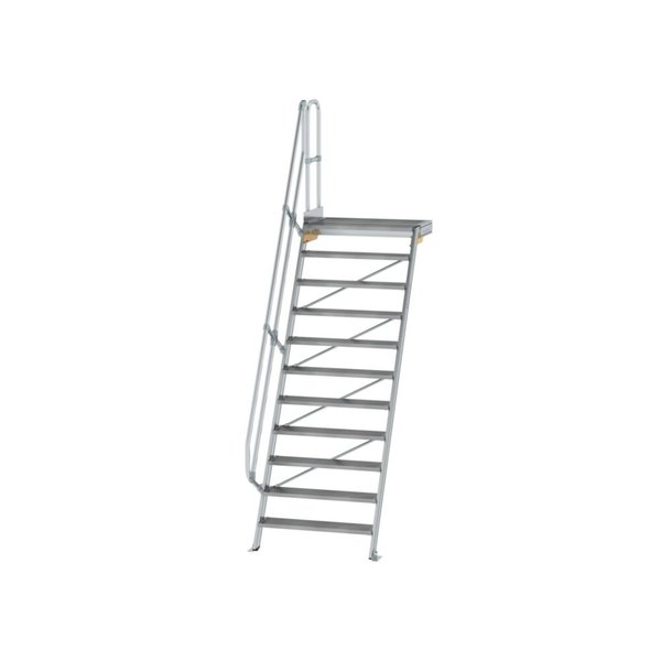 Günzburger Steigtechnik Treppe mit Plattform 60° Stufenbreite 1000 mm 11 Stufen Aluminium geriffelt