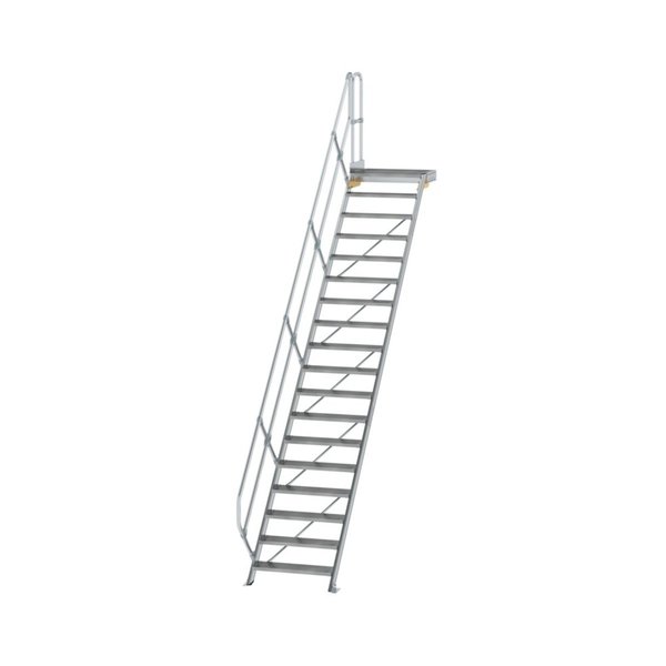 Günzburger Steigtechnik Treppe mit Plattform 45° Stufenbreite 800 mm 18 Stufen Aluminium geriffelt