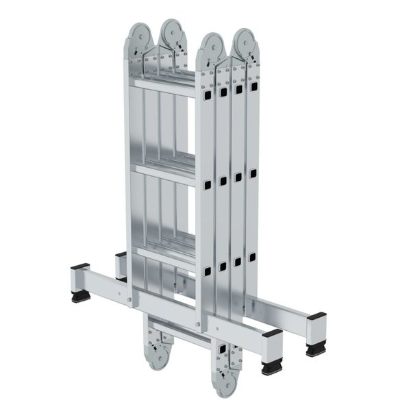 Günzburger Steigtechnik Vielzweckleiter 4-teilig mit nivello®-Traverse 2x3 + 2x4 Sprossen