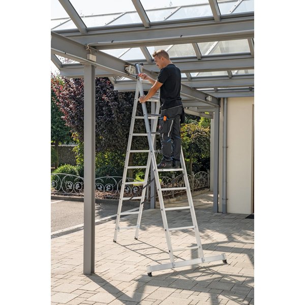 Günzburger Steigtechnik Sprossen-Mehrzweckleiter 2-teilig mit nivello®-Traverse 2x10 Sprossen