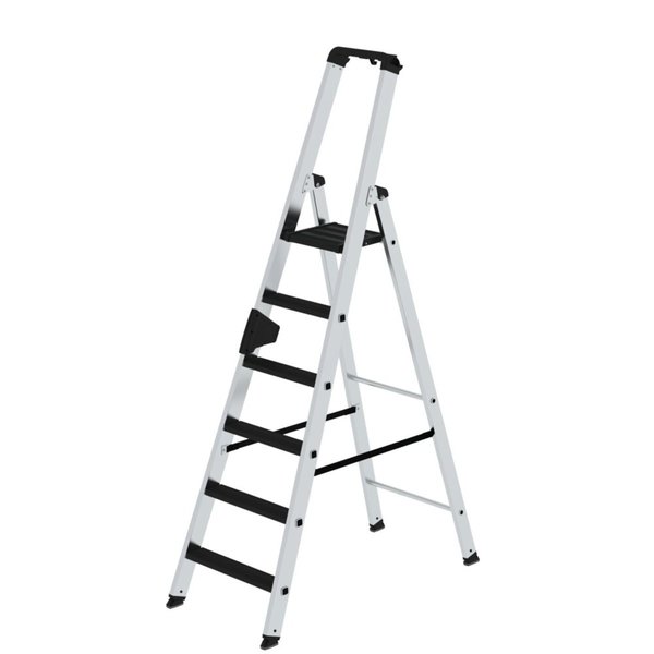 Günzburger Steigtechnik Stufen-Stehleiter 250 kg einseitig begehbar mit clip-step R13 6 Stufen