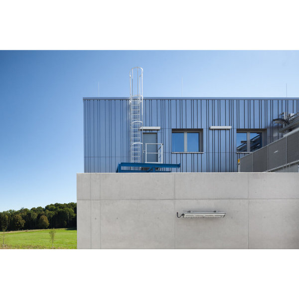 Günzburger Steigtechnik Einzügige Steigleiter mit Rückenschutz Aluminium blank 5,96m