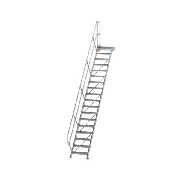 Günzburger Steigtechnik Treppe mit Plattform 45° Stufenbreite 600 mm 17 Stufen Aluminium geriffelt