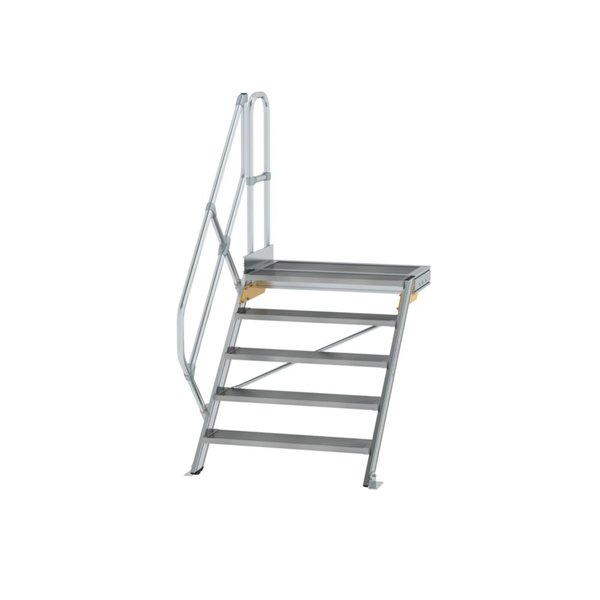 Günzburger Steigtechnik Treppe mit Plattform 45° Stufenbreite 800 mm 5 Stufen Aluminium geriffelt