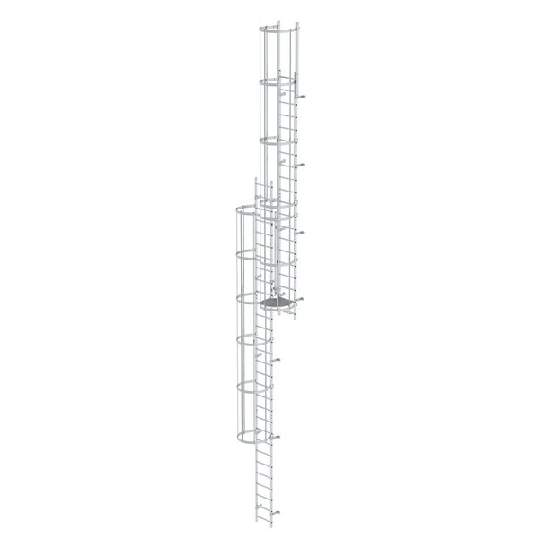 Günzburger Steigtechnik Mehrzügige Steigleiter mit Rückenschutz (Maschinen) Aluminium blank 12,12m