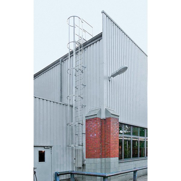Günzburger Steigtechnik Mehrzügige Steigleiter mit Rückenschutz (Bau) Edelstahl 16,32m