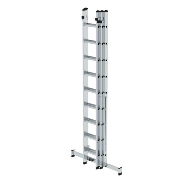 Günzburger Steigtechnik Mehrzweckleiter 3-teilig mit nivello®-Traverse 3x9 Sprossen