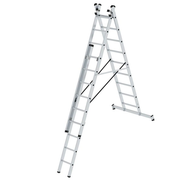 Günzburger Steigtechnik Mehrzweckleiter 3-teilig mit nivello®-Traverse 3x9 Sprossen