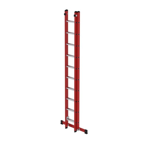 Günzburger Steigtechnik Sprossen-Schiebeleiter 2-teilig GFK/Alu mit Traverse 2x10 Sprossen