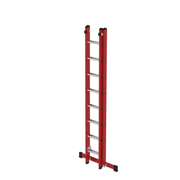 Günzburger Steigtechnik Sprossen-Schiebeleiter 2-teilig GFK/Alu mit Traverse 2x8 Sprossen