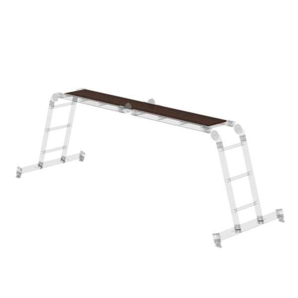 Günzburger Steigtechnik Vielzweckleiter 4-teilig mit nivello®-Traverse und Holzbelag 2x3 + 2x4 Sprossen