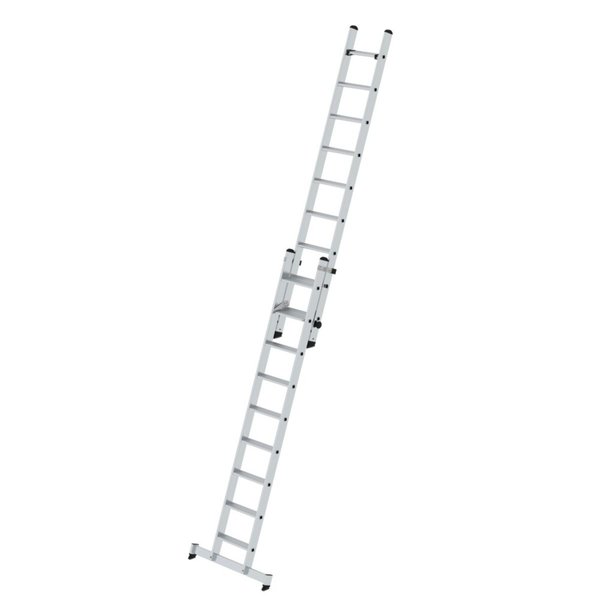 Günzburger Steigtechnik Stufen-Schiebeleiter 2-teilig mit nivello®-Traverse 2x9 Stufen