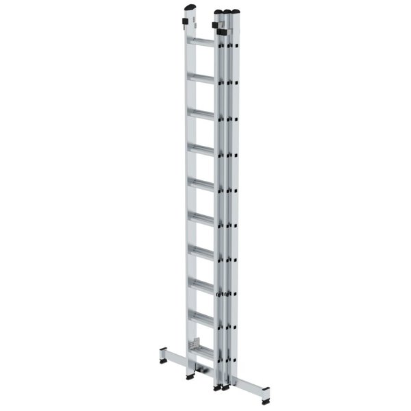 Günzburger Steigtechnik Sprossen-Schiebeleiter 3-teilig mit nivello®-Traverse 3x10 Sprossen