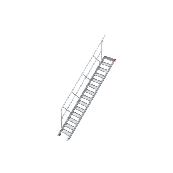 Euroline Treppe 45 Grad, 600 mm Stufenbreite, 1 Handlauf, Stufenausführung Stahl - Gitterrost 14 Stufen