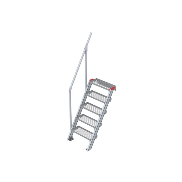 Euroline Treppe 60 Grad, 600 mm Stufenbreite, 1 Handlauf, Stufenausführung Stahl - Gitterrost 5 Stufen